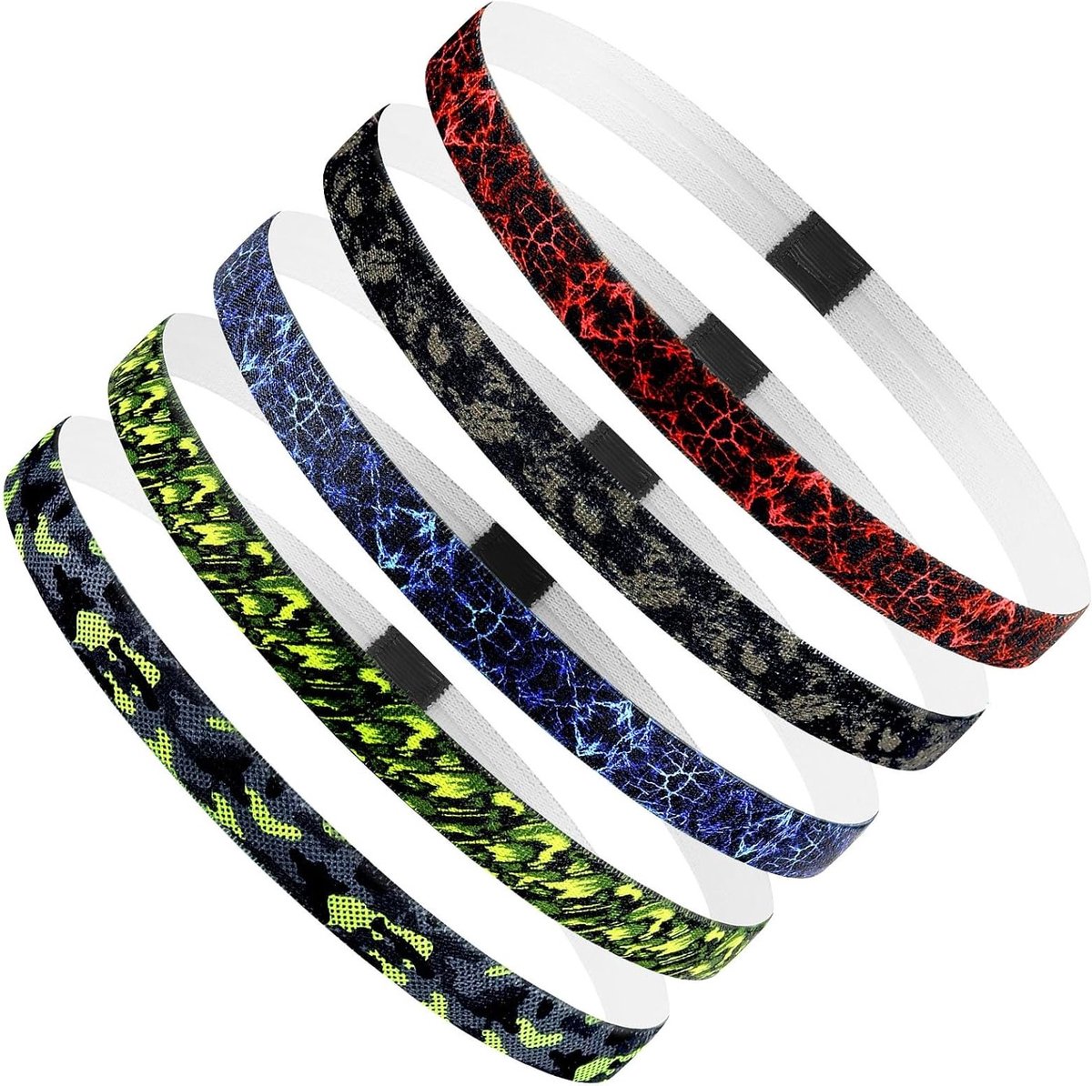 Unisex Sport Haarbanden, 5 Stuks Dunne Elastische Antislip Haarbanden voor Voetbal, Yoga en Hardlopen voor Jongens en Kinderen (Rood)