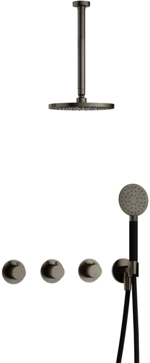 Hotbath Cobber - CB7067 - Inbouw Regendoucheset - Verouderd Ijzer - 2 Stopkranen - Thermos