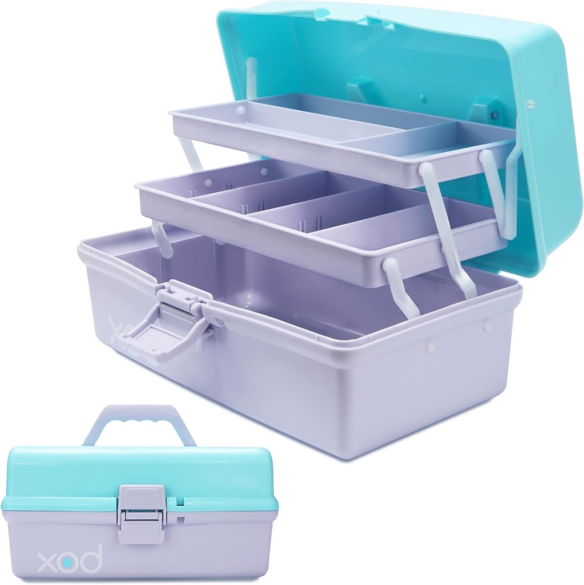Multifunctionele Opbergdoos 12 Inch - Vouwbare Organizer voor Gereedschap, Creatief Materiaal en Eerste Hulp Benodigdheden met 2 Lade (Blauw-Paars)