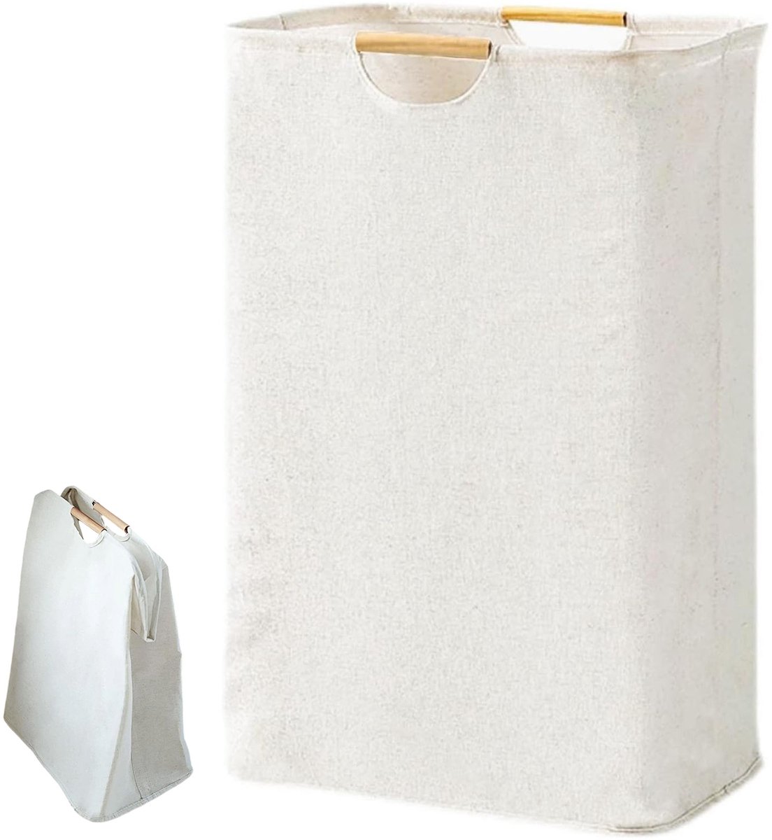 MIVRAY Wasmanden - Wasmand Laundry Basket Stoffen Wasmand Opvouwbare Wasmand Met Hengsel Voor Slaapkamer En Badkamer, Grote Wasmand, Oxford-Stof, Wit