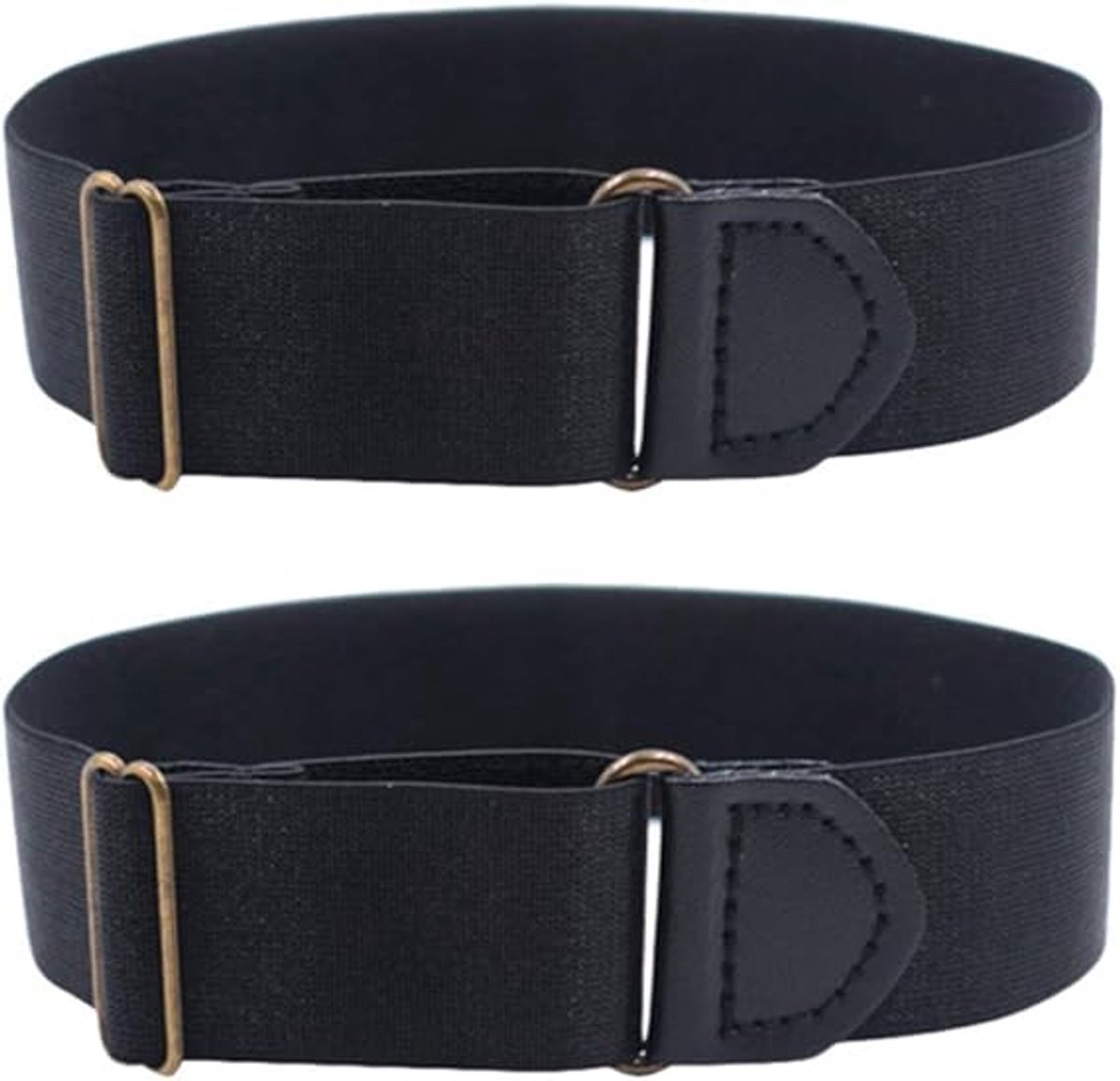 Set van 2 zwarte anti‑slip verstelbare manchetwikkels voor heren en dames (35 × 2,5 cm)