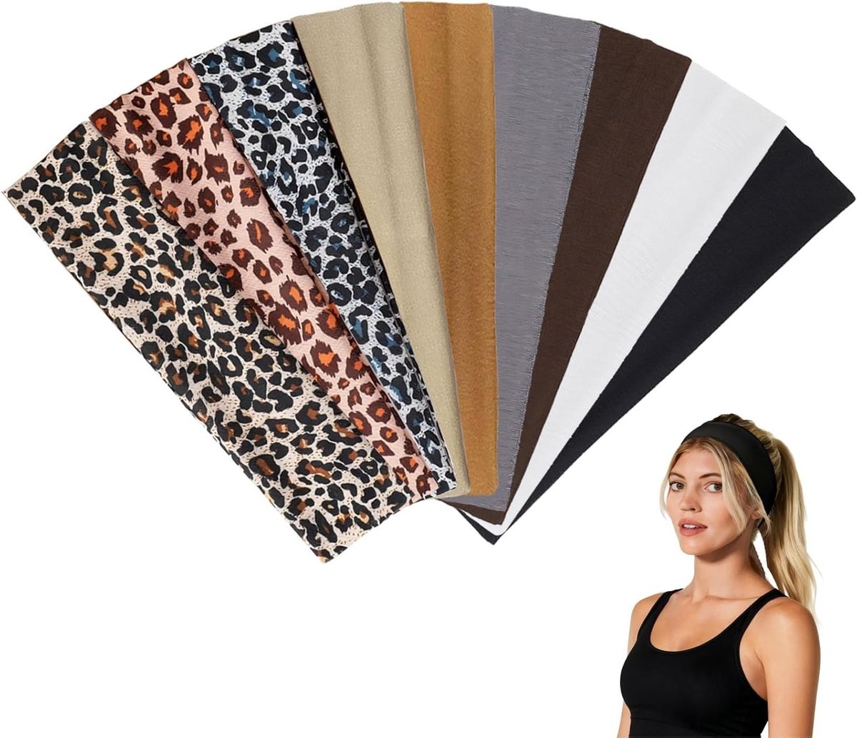 Elastische antislip haarbanden voor dames en heren, 9 stuks, ideaal voor yoga, fitness en sportactiviteiten