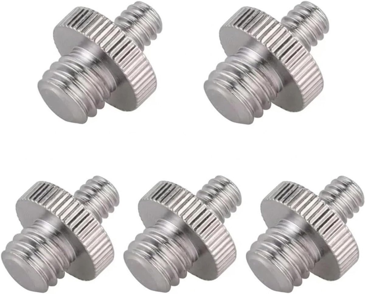 Adapter Schroeven 1/4 en 3/8 Inch Buitendraad - Metaaldraad Omvormer voor Camera, Statief, Monopod en Lichtstatief - 5 Stuks