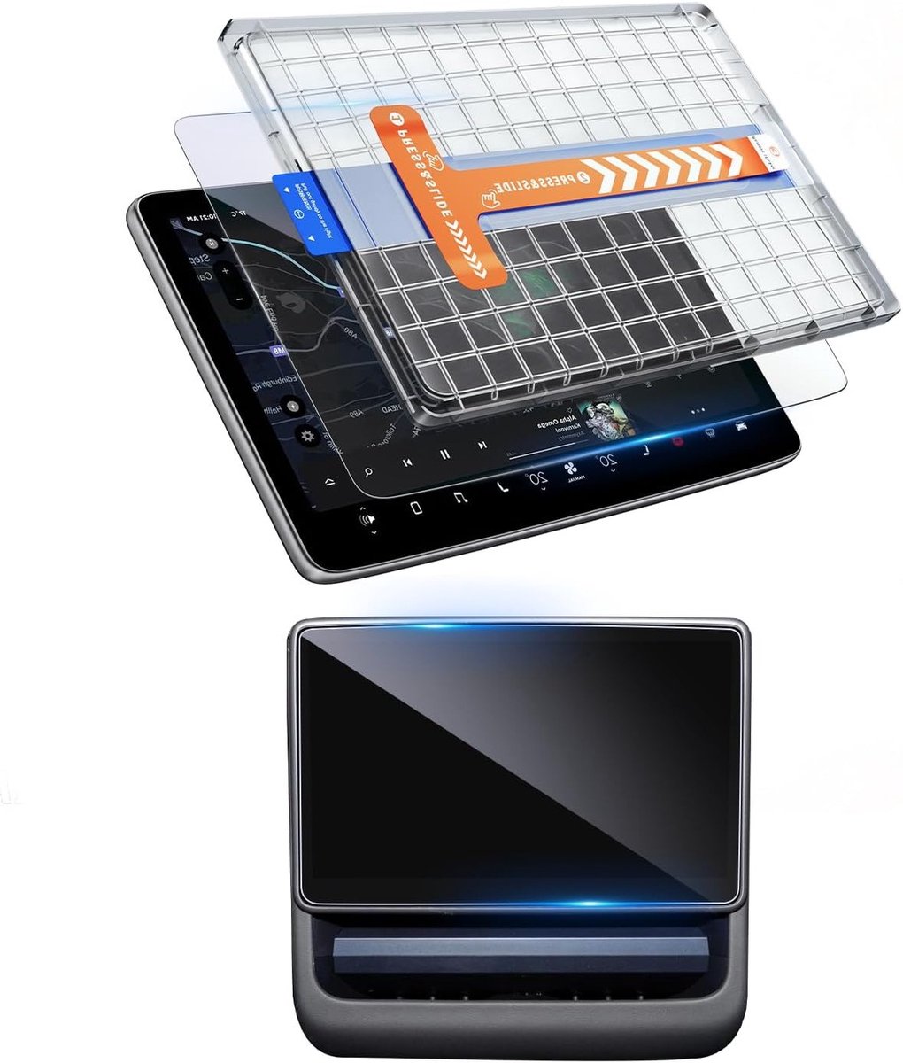 Tesla Model Y Juniper Navigatie Beschermfolie - Tempered Glass 16 Inch & 8 Inch Achterkant - Kr scratchbestendige GPS Schermbeschermer voor Auto Navigatie Accessoires (Set van 2)