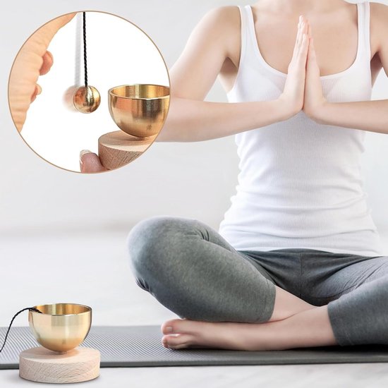 Tibetaanse klok - Klankschaal set - Meditatie en ontspanning - Helder resonerend geluid - 3.4 x 3.8 cm — afbeelding 3