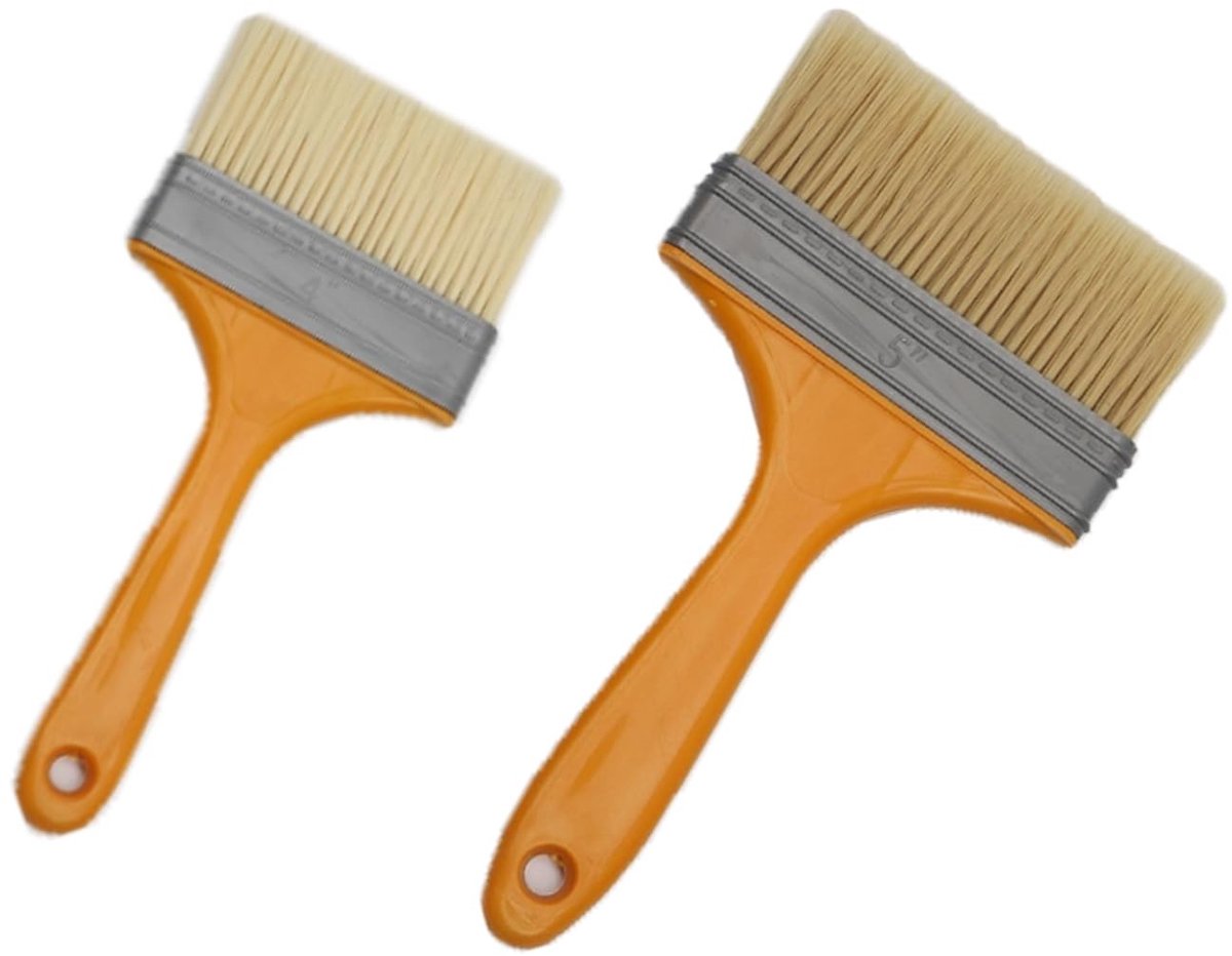 Dailygoody - Lazuurtkwasten - Schilderkwastset - Kunststof kwasten 95 mm en 125 mm - Platte kwasten voor lak en lazuurverf - Perfect voor pigmentschil...