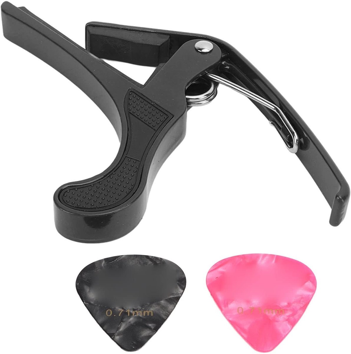 Dailygoody - Gitaar Capo - Capo voor Elektrische en Akoestische Gitaar - Snelle Ontgrendeling - Zwart - Inclusief Plectrums - Geschikt voor Ukulele en...