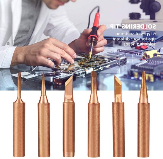 Set van 6 Solderpunten zonder Lood van Koper voor Solderingsstations 936 - Ideaal voor Precisiewerk en Hobbyprojecten van Merkloos — afbeelding 4