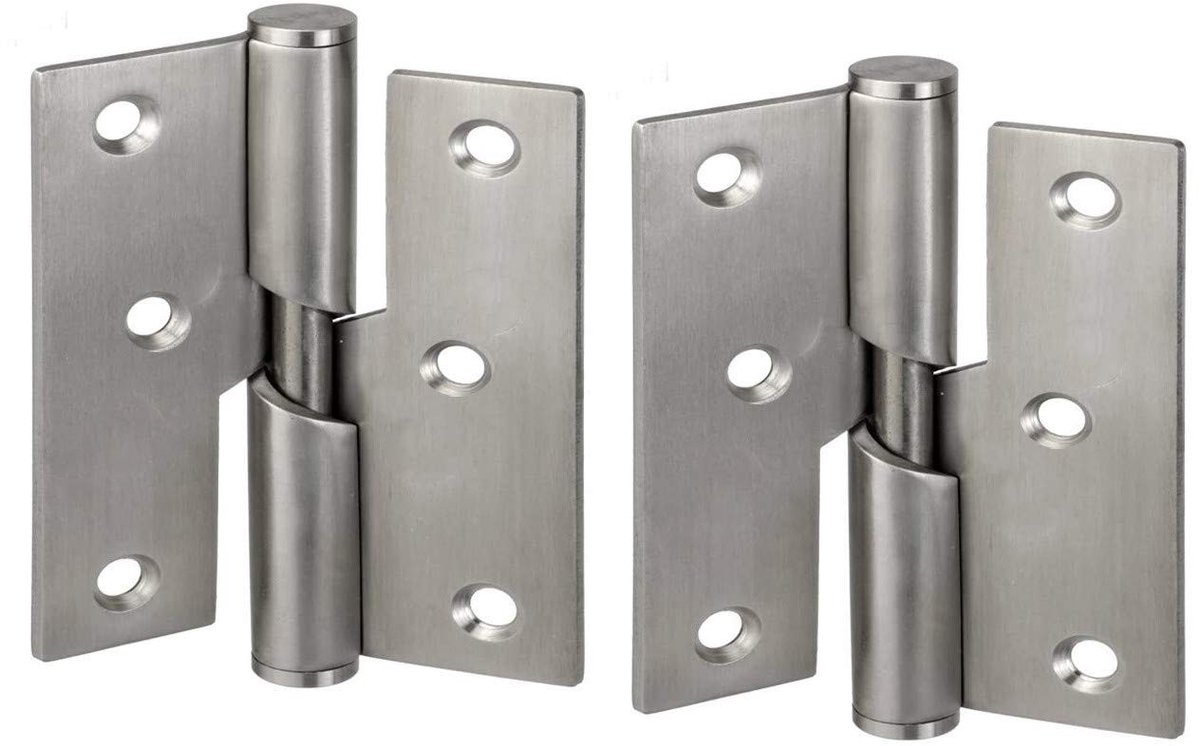 Dailygoody - RVS Deur Scharnier Links 76mm - 2 Stuks - Voor Vlotte Deurbeweging