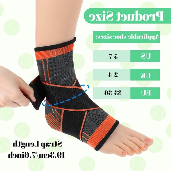 Professionele enkelbandages voor kinderen, unisex voetbandage met sluiting, oranje voor EU schoenmaten 33-36 — afbeelding 5