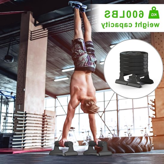 Houten Push-Up Bars met Stevige Stalen Constructie, Antislip Handgrepen voor Calisthenics, Handstand en Krachttraining van Merkloos — afbeelding 3