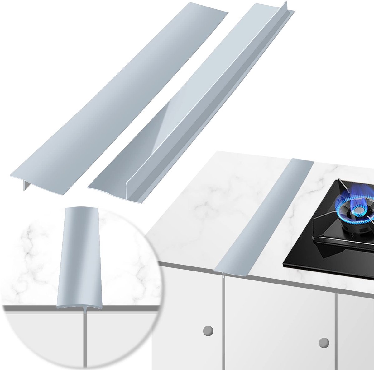 Allecto - Spleetafdekking - Silicone afdekstrip - Eenvoudig schoonmaakbaar - 30 inch - Keukenaccessoire - Geschikt voor gas- en elektrische fornuiz...