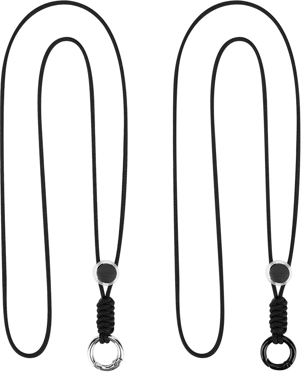 NTHProducts - Zonnebrilhouder - Verstelbare brillenketting - Modern ontwerp - Zwart - Anti-verlies ketting - Geschikt voor volwassenen - 2 stuks