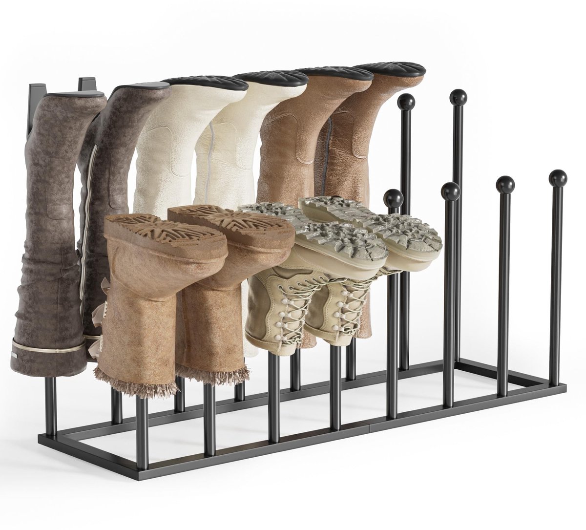 NTHProducts - Schoenenrek - Opbergrek - Vrijstaand - Zwart metaal - Organizer voor schoenen - Geschikt voor 8 paar schoenen - Perfect voor thuis