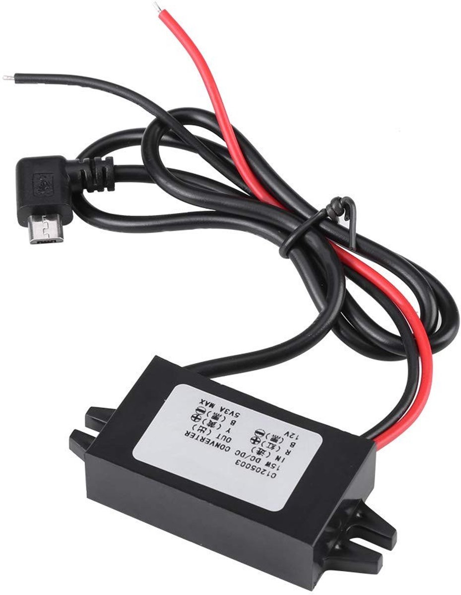 Allecto - Dc-Dc Converter 12V naar 5V - 3A Micro USB Regulator - Compact en Efficiënt - Geschikt voor Auto en Smartphone - Energiezuinig en Betrouw...