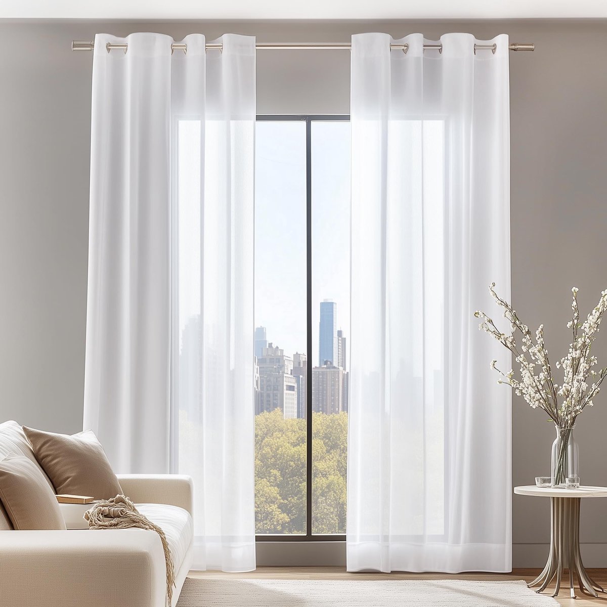 Allecto - Transparante Gordijnen - Luxe Raamdecoratie - Wit - 2 Panelen - Geschikt voor Slaapkamer - 52 x 63 Inch