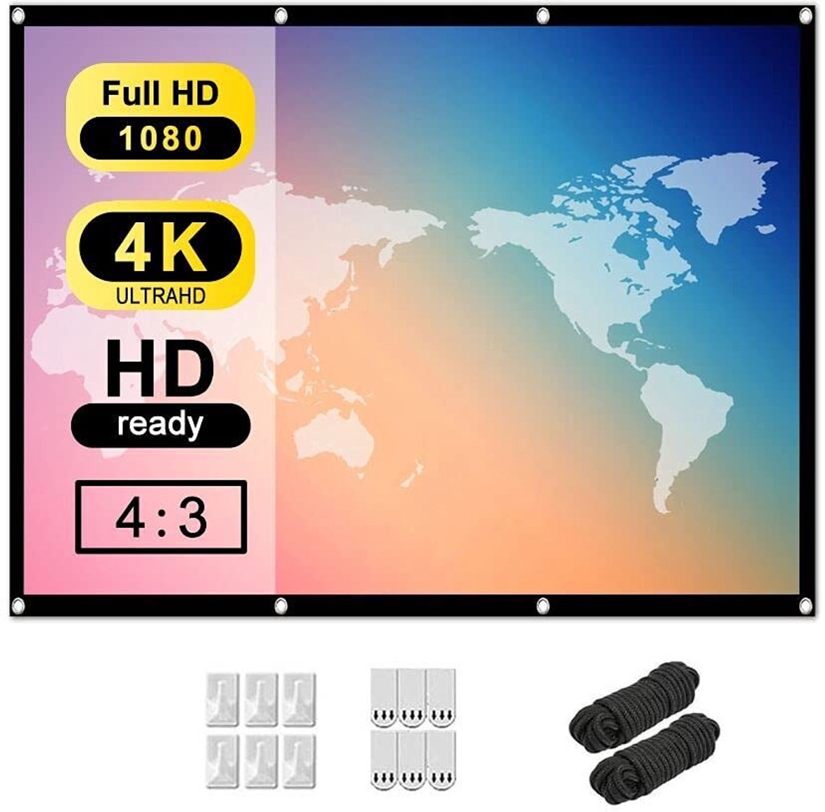 Allecto - 100 inch Projectiescherm - HD Beeldkwaliteit - Vouwbaar en Draagbaar - Ideaal voor Thuisbioscoop - Geschikt voor Binnen en Buiten - Matte...