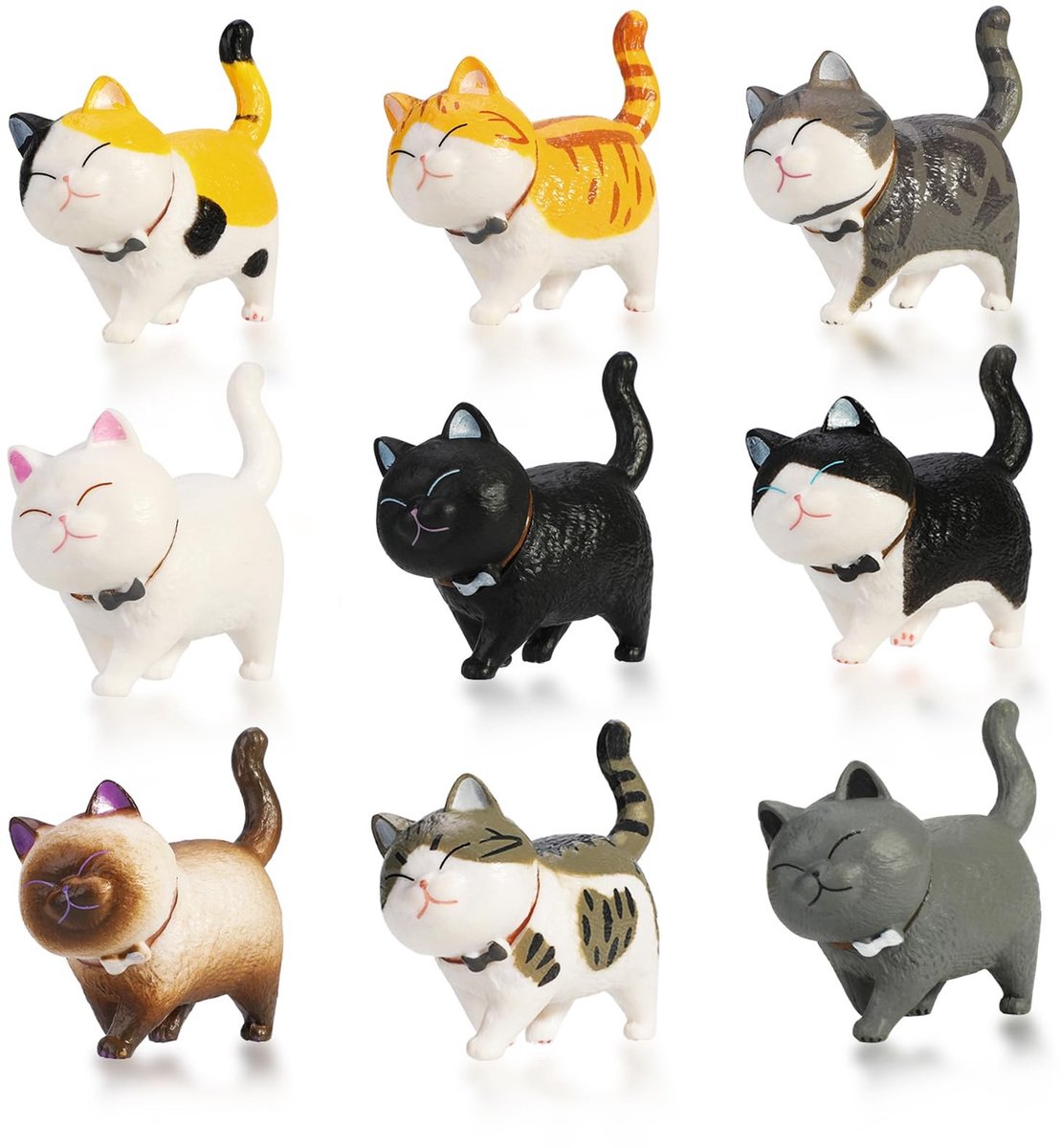 Allecto - Realistische Kat Figuren - Educatief Speelgoed - 9 Delig - Verzamelen en Decoreren - Cadeau voor Kat Liefhebbers - Geschikt voor Kinderen