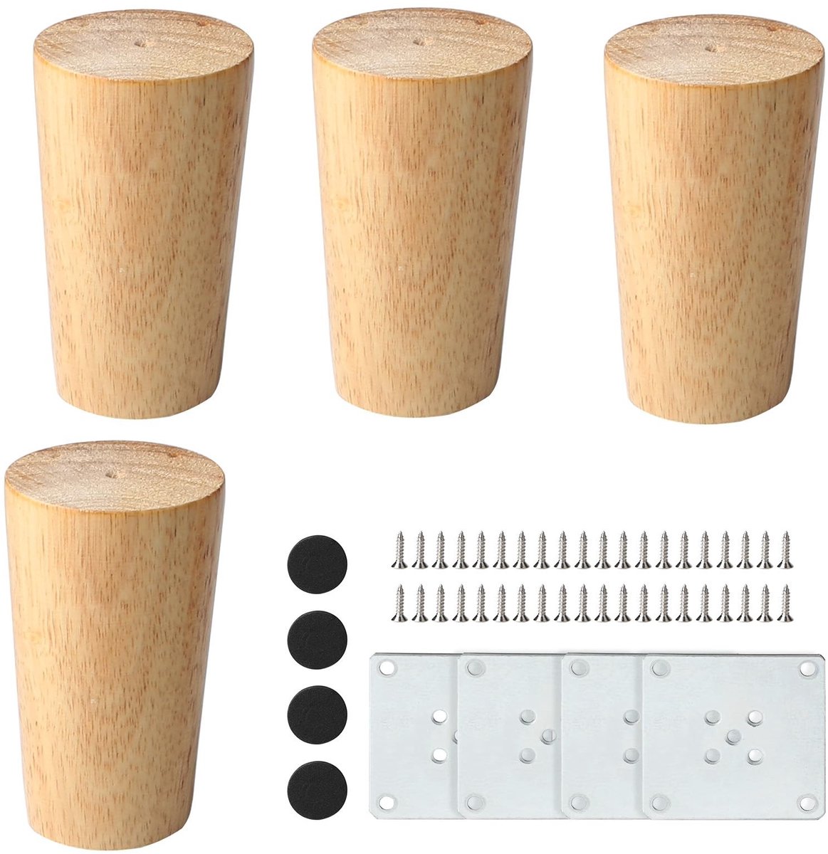 Allecto - Conische Meubelpoten - Houten Meubelpoten - 8 cm Hoogte - Stevige Ondersteuning - Voor Meubels - Geschikt voor Diverse Toepassingen