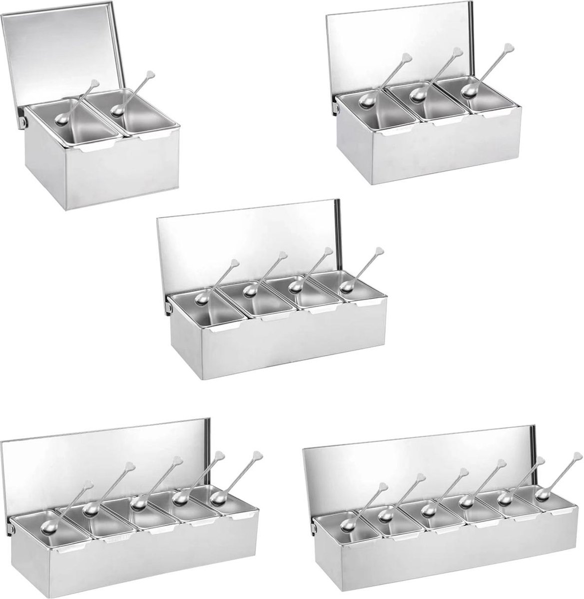 Kruidenbox - Verwijderbare Potjes - Condiment Jars voor Restaurant Keuken