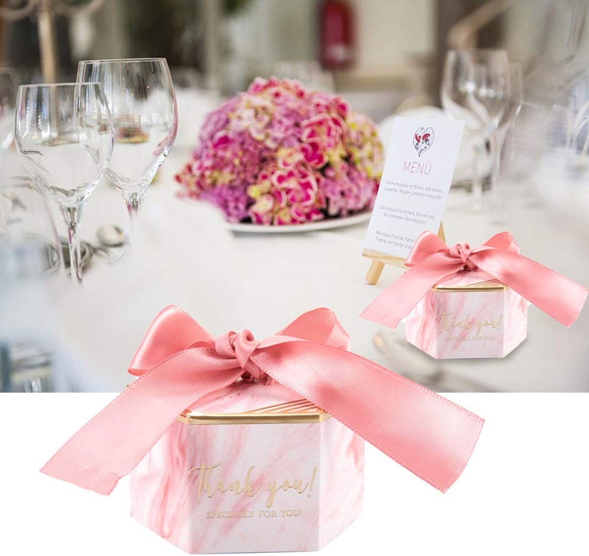 Wifehelper 30 Pcs Chocolade Cadeau Dozen met Strik - Perfect voor Bruiloften en Feestjes (Roze)