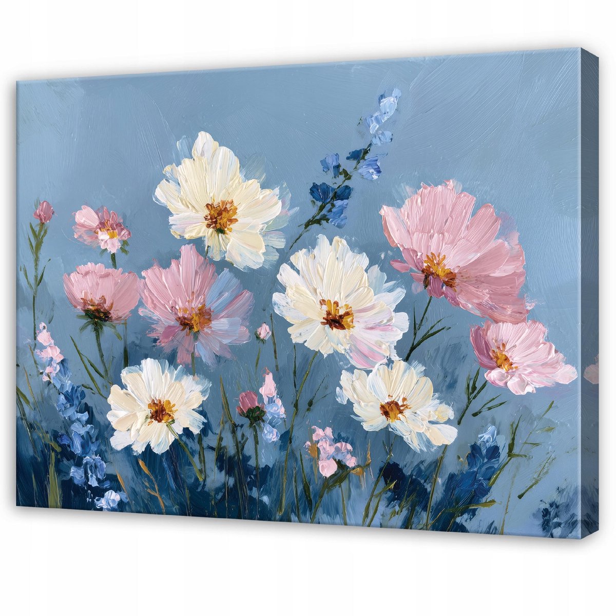WALLARENA Schilderij op Canvas 120x80 cm - Schilderijen - Canvas schilderij - Bloemen motif - Voor de slaapkamer van de salon - Op het doek Blauw
