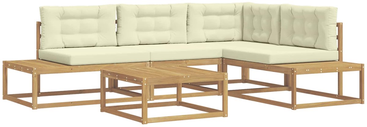 vidaXL Buiten - bank - set - 5 - st - 4-zits - Wit - Polyester