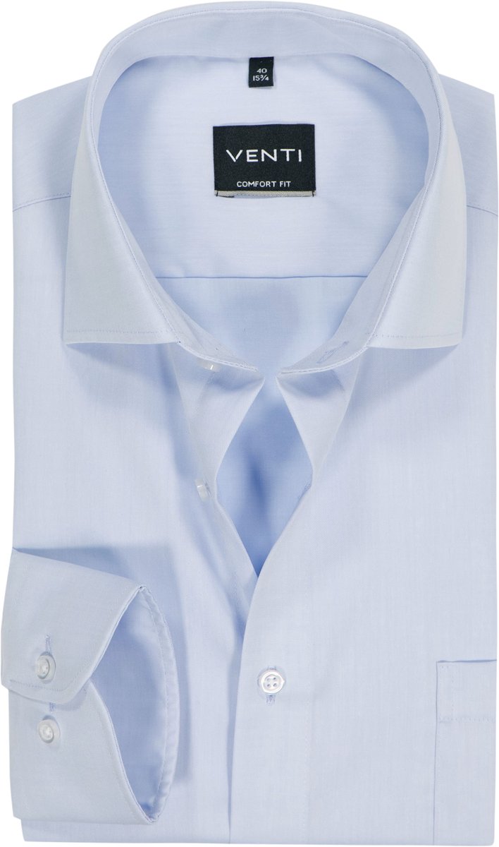 VENTI CASA MODA comfort fit overhemd - mouwlengte 7 - structuur - donkerblauw - Strijkvrij - Boordmaat: 46