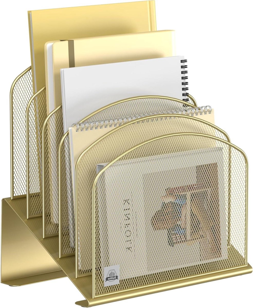 Bureau Bestandsorganisator - Documentenhouder Rek - Bureau Opruimen - 5 Gelaagde Vakken - 30x19x29 cm - Goud