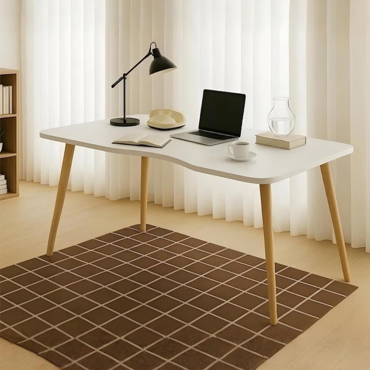 Houten Computertafel - Bureau Werktafel - Thuiswerken Studeren - Stevige Constructie - 100 x 50 x 74 cm - Wit