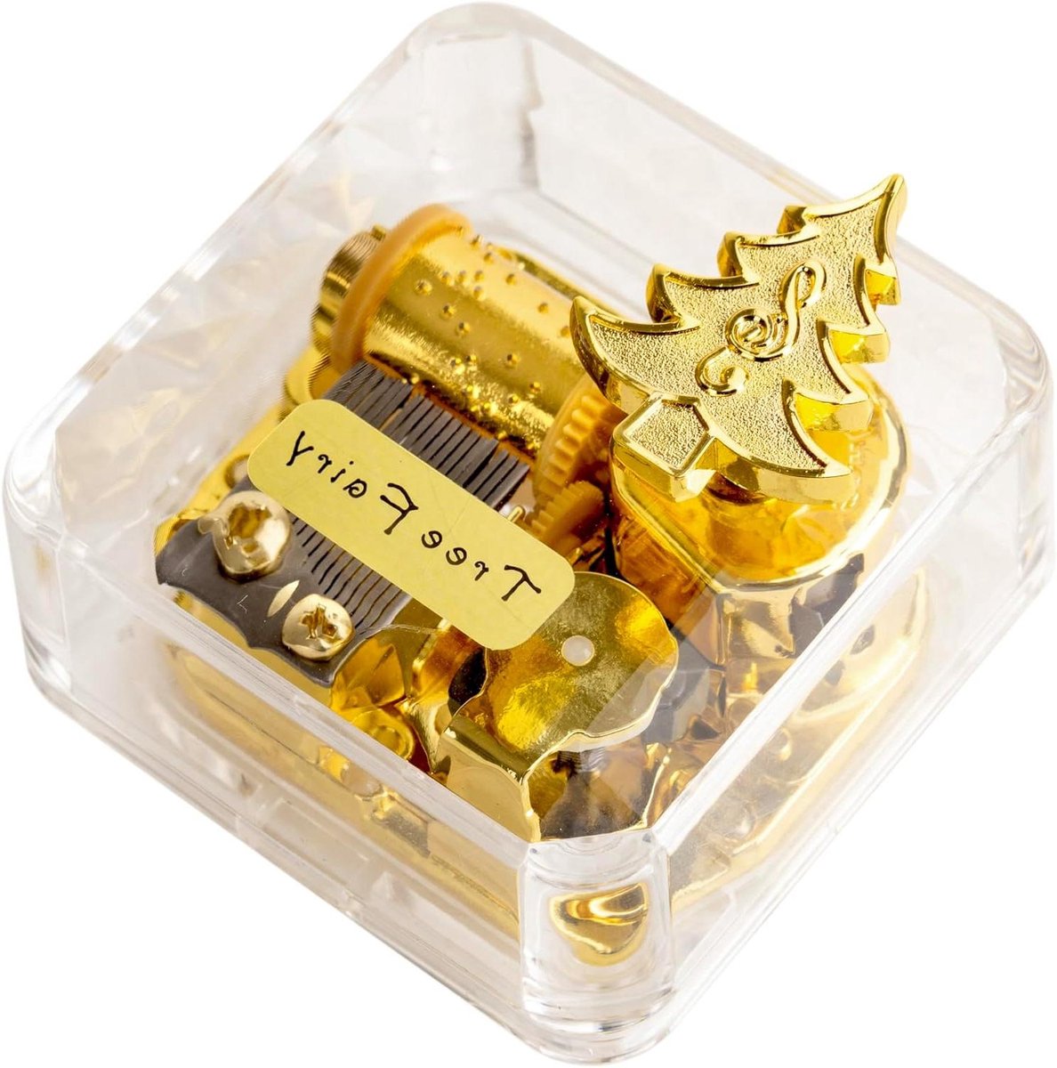 Muziekdoos - Speeldoos Sprookjes - Decoratie Huis - Transparante Behuizing - 8.79 x 6.71 x 5.31 cm - Goud
