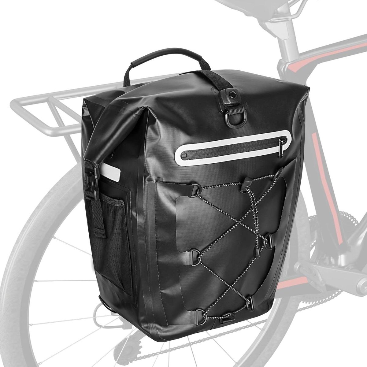 Waterdichte Fietstassen - Fietsbagage Tas - Fietsen en Toeren - 30L Grote Capaciteit - 9.5" x 6" x 24.3" - Zwart