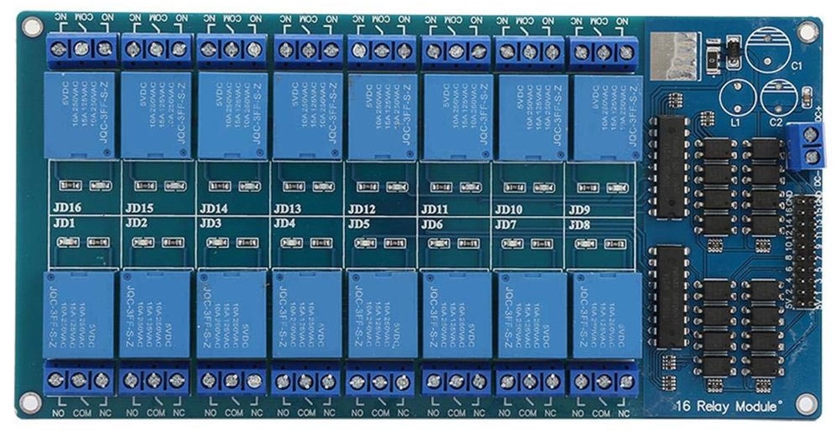 Allecto - 16-kanaals relaismodule - Optocoupler bescherming - DC 5V - Microcontroller module - Ideaal voor automatisering - Compact formaat