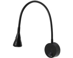 Kwazar Luminaire - Wandlamp met schakelaar - Wandleeslamp - Zwaanhalslamp LED, 3W, neutraal wit 4000K, 180lm - Wandleeslamp, bedlamp voor slaapkamer, woonkamer, kantoor - LORIS Zwart