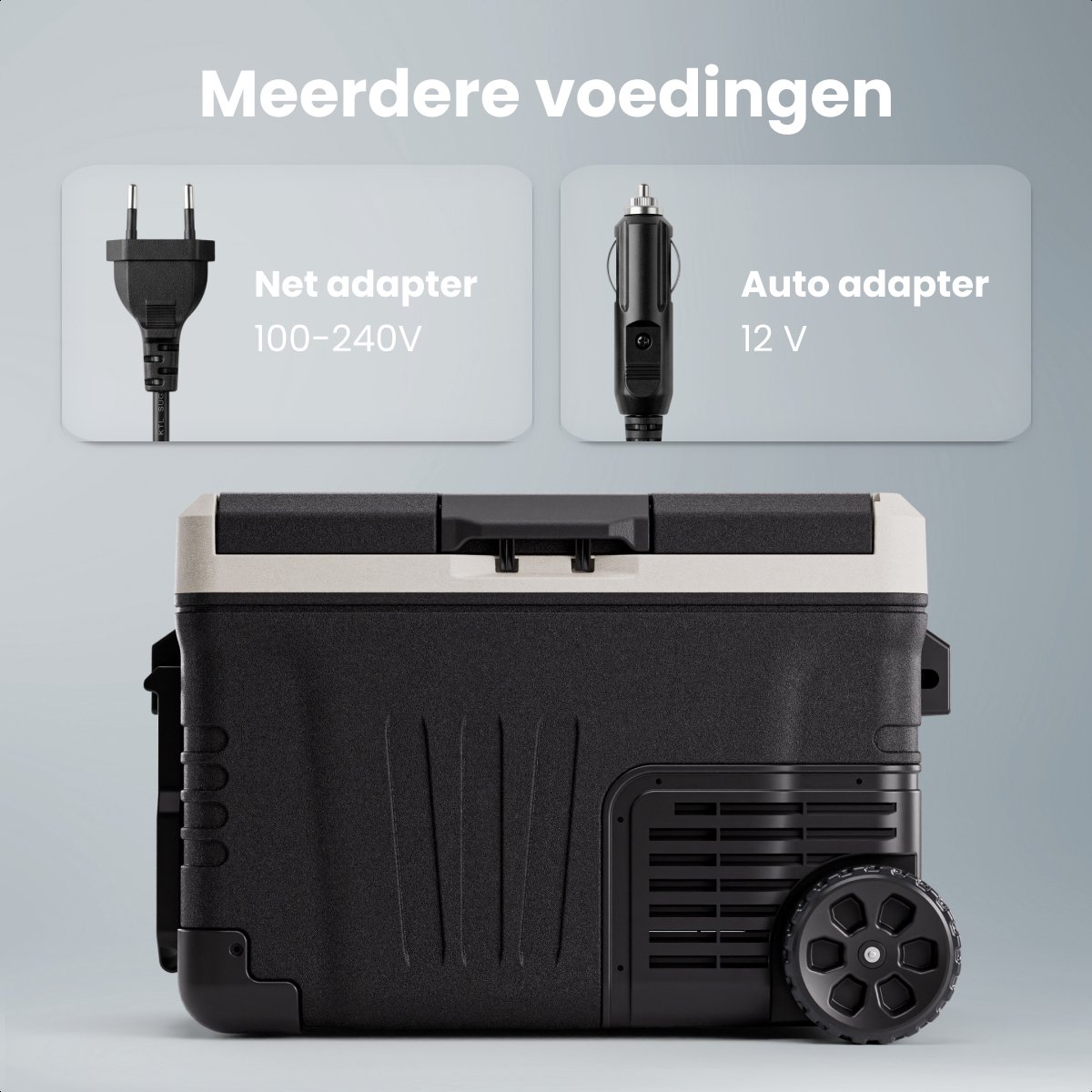 Auronic Elektrische Koelbox - Compressor - 2 Zones - 33L - 12/24V en 240V - Koelen en Vriezen - Camping Koelkast - Frigobox Auto - Met Wielen en Hendel - Zwart — afbeelding 5