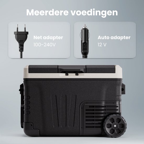 Auronic Compressor Koelbox Elektrisch 12V en 240 volt - Dual Zone - 33L - Met Wielen en Hendel - Zwart van Merkloos — afbeelding 5