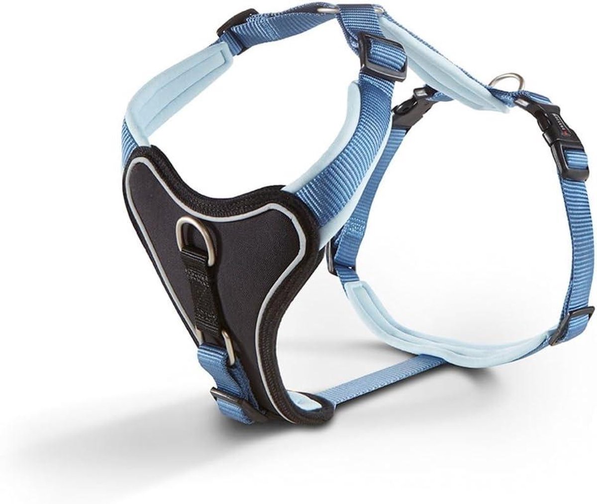 Hondentuig Professional Comfort - Honden Harnas Tuigje Hond - Veilig Wandelen Hond - Reflecterende Naden - 35-40 cm - Blauw