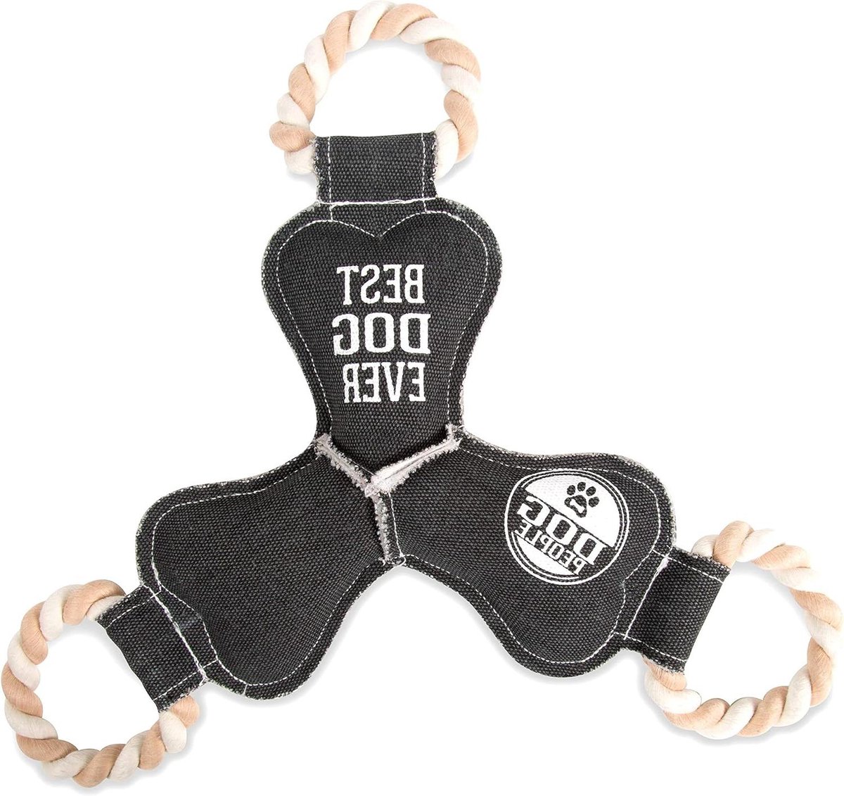 Honden Speelgoed Touw - Touwspeelgoed Hond - Samen Spelen - Drieweg Trekspel - 35 cm - Grijs