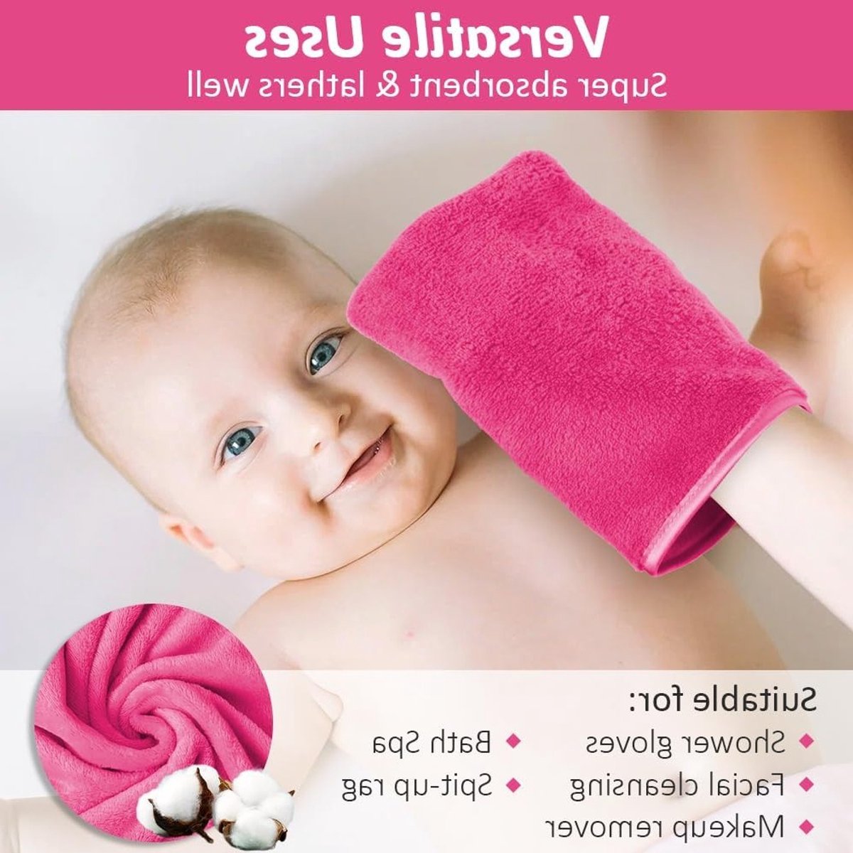Zachte Flanellen Wasdoeken Set van 4, Herbruikbare Douchehandschoenen 15x20cm, Ideaal voor Gezichtsreiniging en Makeup Verwijderen, Perfect voor Bad en SPA