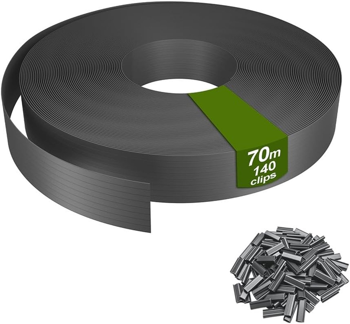 Aufun privacyrol voor dubbelstaafmat hekwerk – 70 m x 5 cm, PVC, UV-bestendig, inclusief 140 bevestigingsclips, windscherm voor tuin, balkon of terras, grijs