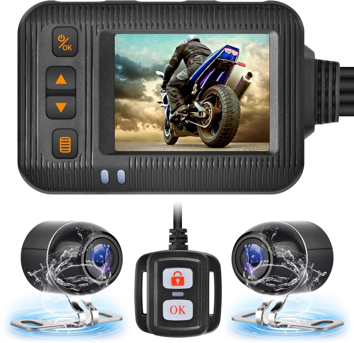 Allecto - Dashcam Vooraan Achter - Parkeerbeschermer - Waterdicht - Rijrecorder voor Motorfiets - Veiligheid in Parkeren - Geschikt voor Motorfie