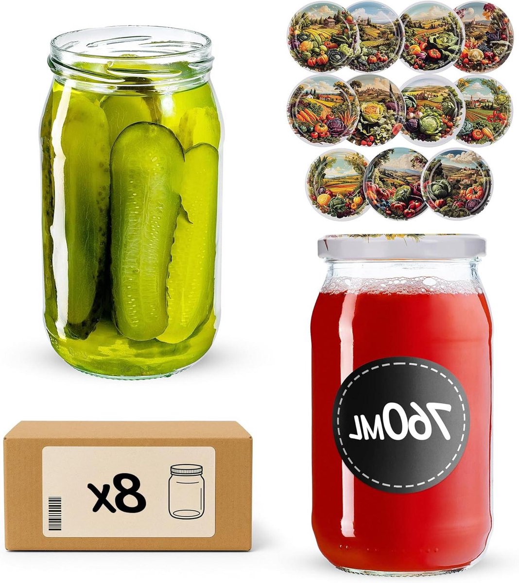 Weckpotten Set - Conserveren Potten - Voedsel Bewaren - Robuust Glas - 750 ml - Groen