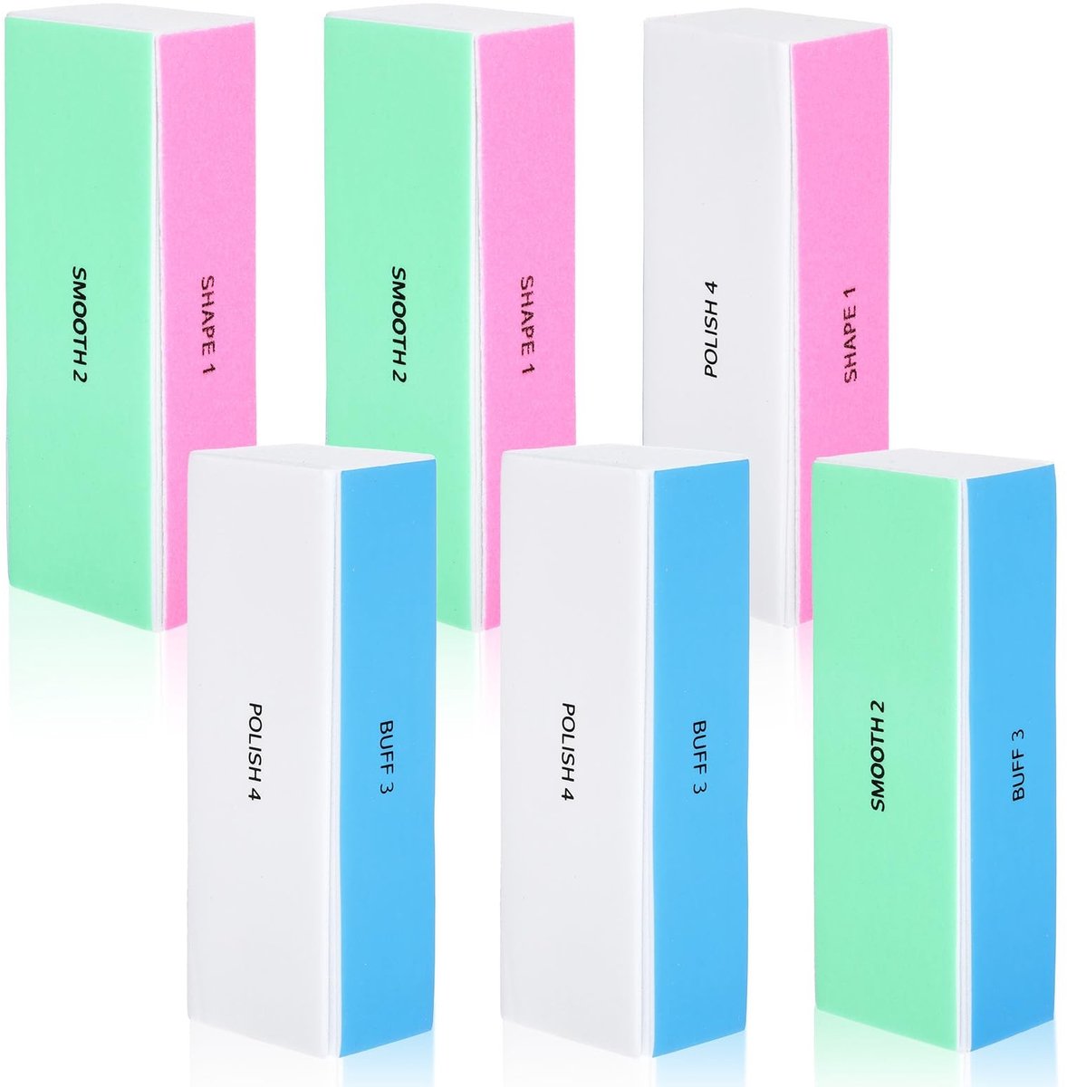 Allecto - 6 Pcs Nail Polishing Block - Manicure Tools - 4-zijdige Blokken - Kleurvarianten - Nagelvijl - Geschikt voor Thuisgebruik - Diverse Kleuren