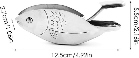 Citroenpers Visvorm - Citruspers Keukengadget - Sap Persen - Ergonomisch Ontwerp - 12 cm - Zilver — afbeelding 3