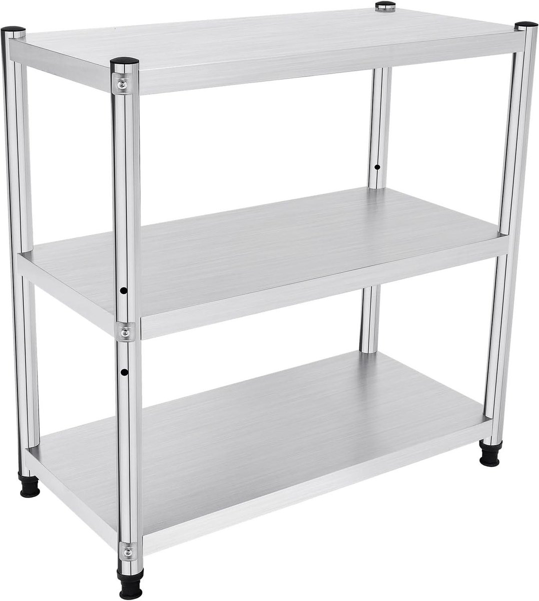 Multifunctioneel Keukenrek met 3 Niveaus van Roestvrij Staal - 80 x 80 x 40 cm