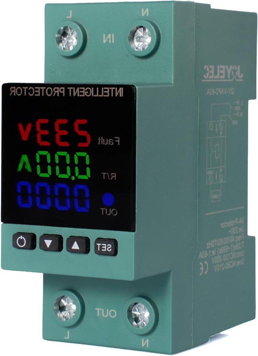 Stroommeter - Energieteller Wattuur - Energieverbruik Meten - LCD Scherm - 63A - Wit