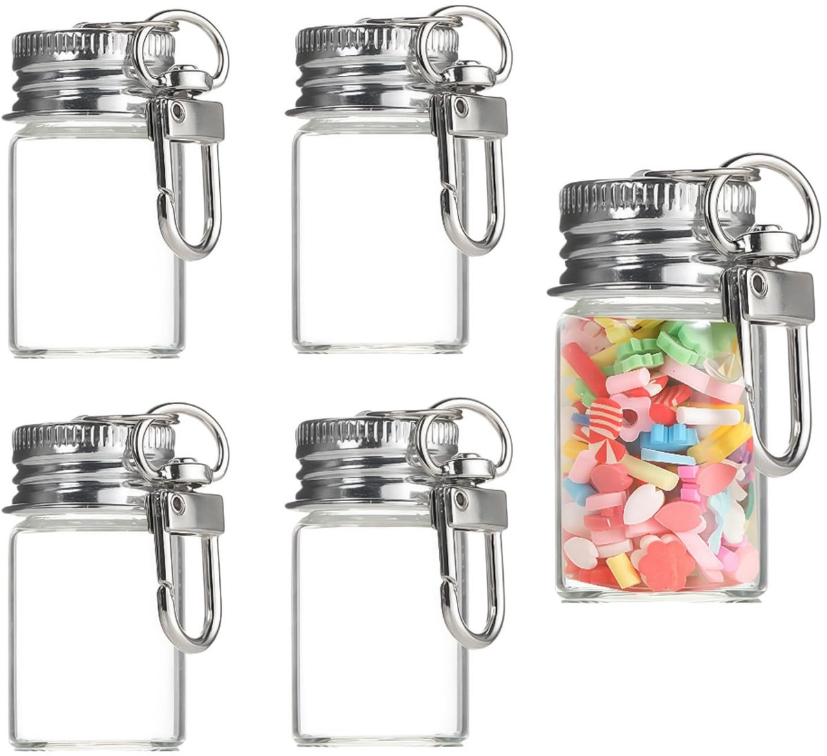 Allecto - Duidelijke Glazen Flesjes - 5ml met Sleutelhanger - Perfect voor DIY en Reizen - Handig voor Kleine Oplossingen - Set van 5 - Ideaal voor...