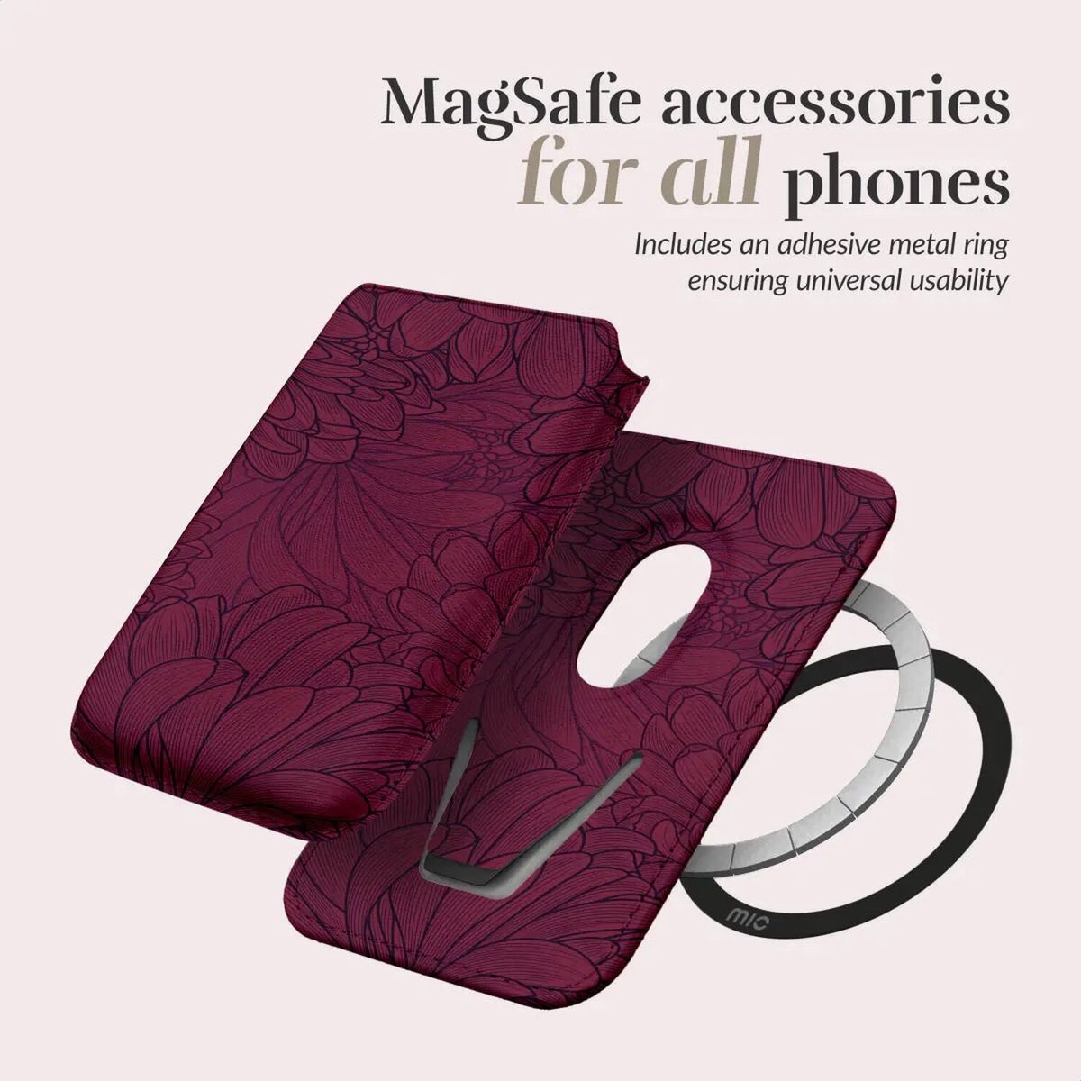 Mio by Mobilize Pasjeshouder - 3 Pasjes - MagSafe Compatible - Berry Blooms — cadeau in Cadeau-ideeën - foto 6