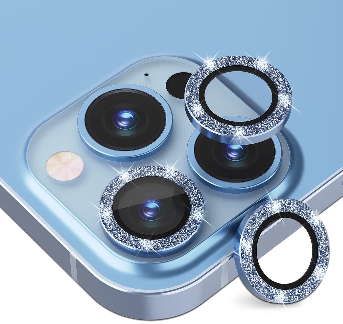 Allecto - iPhone 13 Pro / Pro Max Camerabescherming - HD Krasbestendig Glas - Aluminium Frame - Glitter Diamonds - Lensbeschermers - Geschikt voor ...