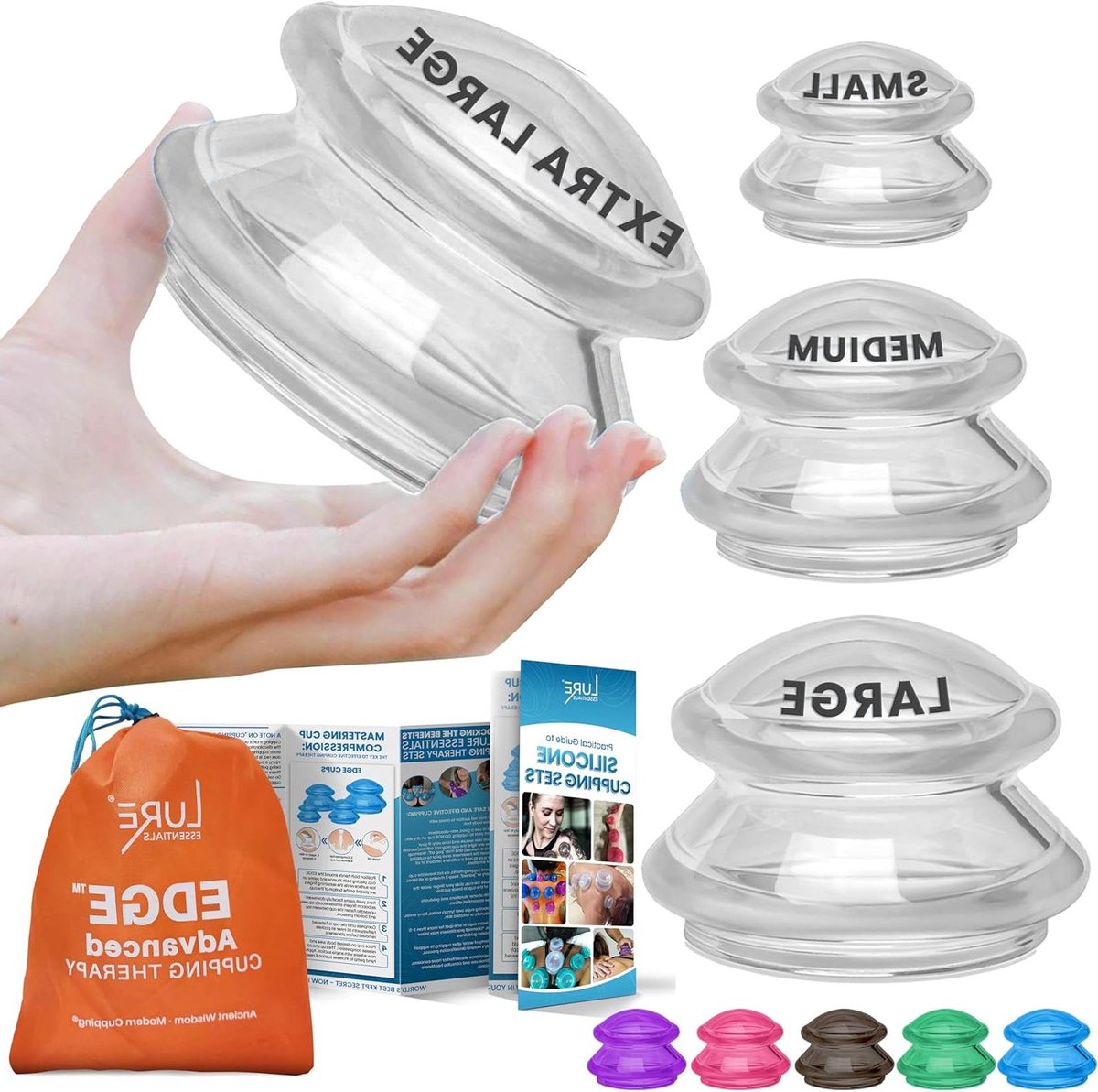 Siliconen Cupping Set - Massage Cups - Spierherstel Bevorderen - Flexibele Zuigkracht - 4 Delig - Transparant Helder